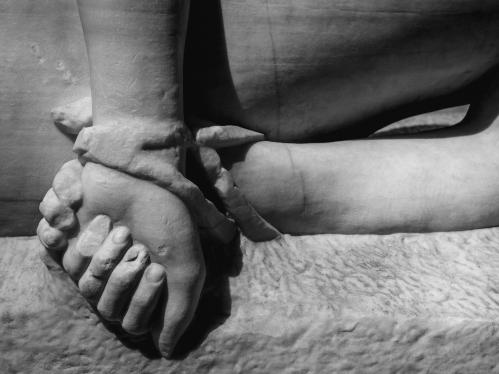 Sculpture of bound hands