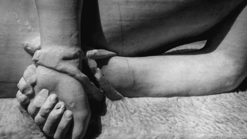 Sculpture of bound hands