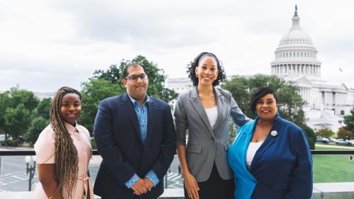Sheila Y. Oliver Center for Politics and Race in America Public Service Leadership Program Interns standing in front of the US Capitol