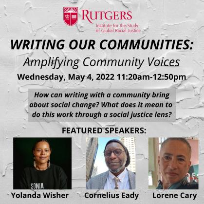 Writing our Communities May 4 Featured Speakers