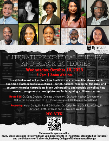 Literature, Critical Theory, and Black Ecologies Oct 18 Flyer